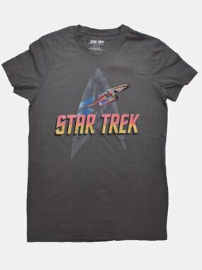Star Trek USS Enterprise Graphic Charcoal Mens Shirt New Small